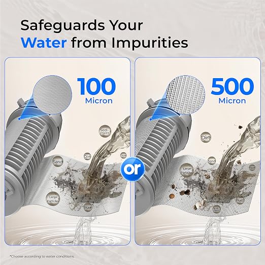 Waterdrop RPFK15 Spin Down Sediment Filter, 100 Micron+500 Micron | Backwash Whole House Water Filter System for City/Well Water, 1" MNPT + 3/4" FNPT + 3/4" MNPT, Traps Sand, BPA Free