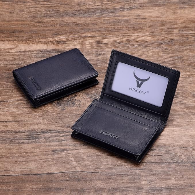 Leather Business Card Case Holder for Men & Women, Italian Calfskin