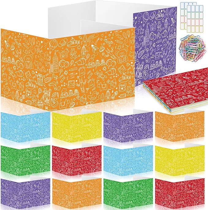 Cinrobiye 24 Pcs Inspirational Privacy Folders Standard for Students Cardboard Shields Test Privacy Boards Motivational Words Desk Dividers Shield for Classroom School Study Supplies (Simple)