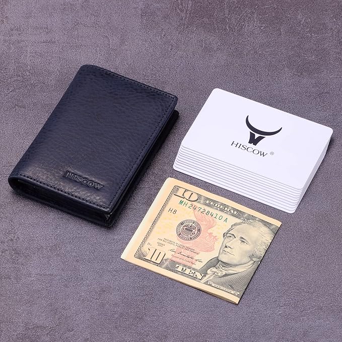 Leather Business Card Case Holder for Men & Women, Italian Calfskin