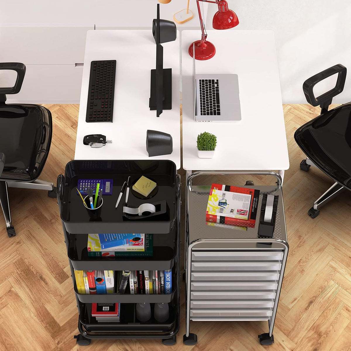 Small Gaming Home Office Computer Desk with Shelf, White
