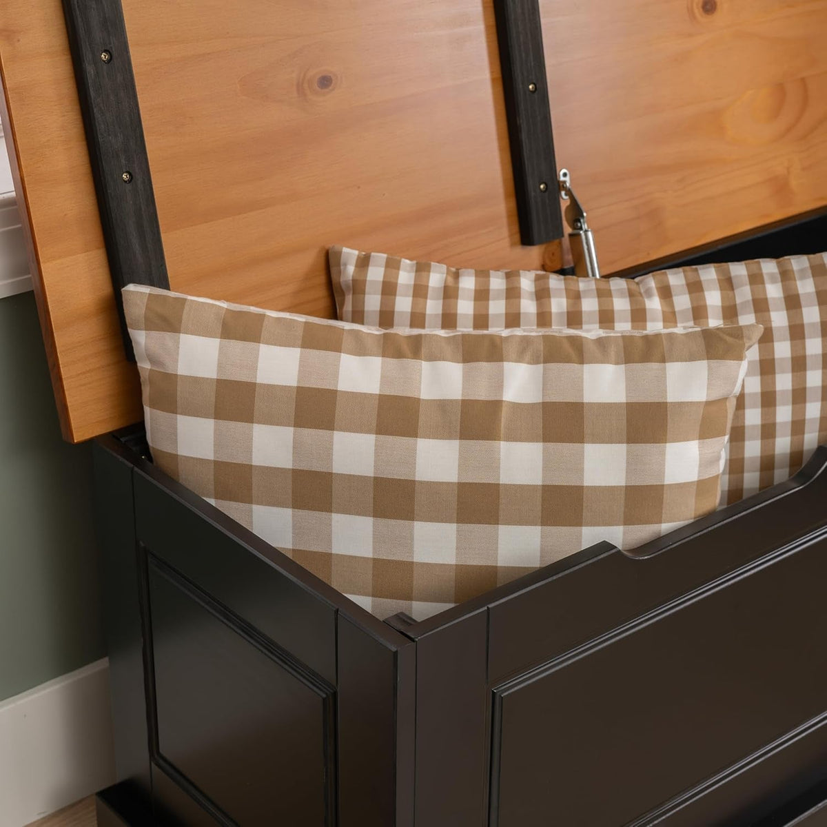 Harris Black and Walnut Backless Kitchen Dining Nook with Hidden Storage Bench Space