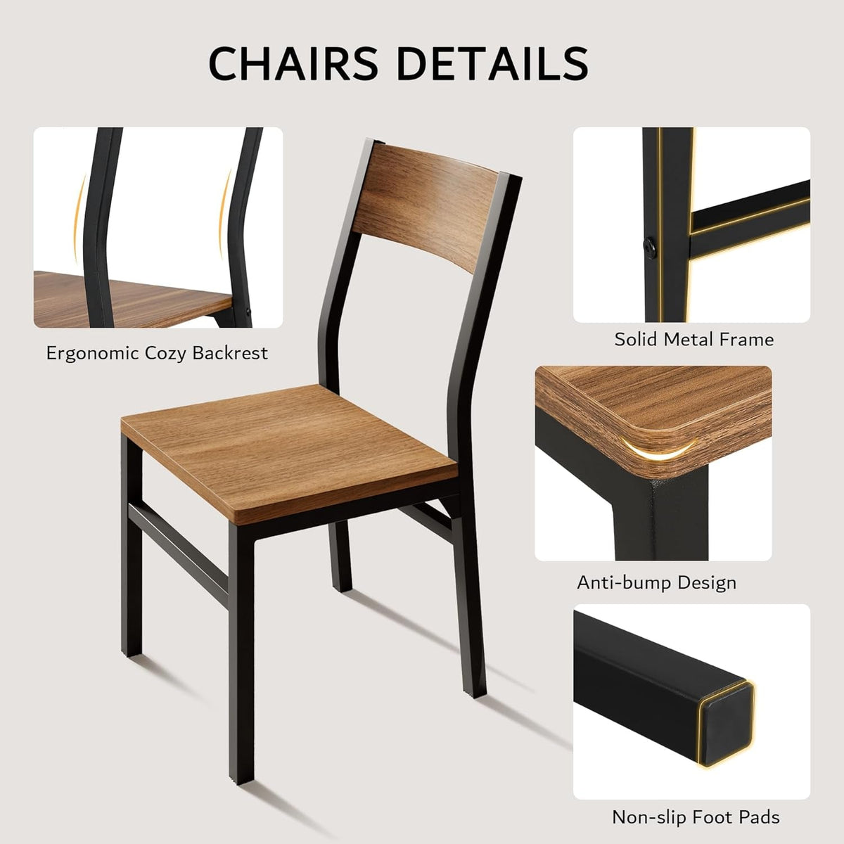 7-Piece Dining Table Set with 6 Chairs, 63" Extendable Kitchen Table & Chairs Set for 4-6, Dining Roomtable with Solid Metal Frame & MDF Board, Perfect for Small Space, Easy Assembly, Walnut