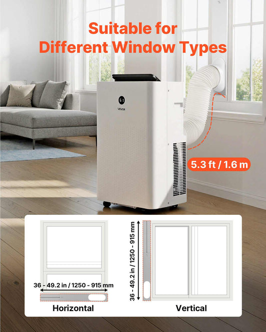 Portable Air Conditioner, 14000 BTU ASHRAE (9800 BTU SACC) 4-in-1 Standing Cooling Ac Unit, LED Touch Panel & Remote Control, 24h Timer, Cooling, Dehumidifier, Fan, Sleep Mode for Room Indoor