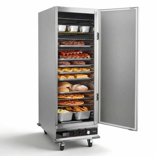Electric Hot Box Food Warmer, 16-Tier Commercial Warming Cabinet with Water Tray, Single-Door and Adjustable Shelves, Stainless Steel Food Warmer Cabinet, for Restaurant, Kitchen, Pizza, Chicken