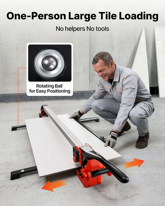 47.2-Inch Manual Tile Cutter, Upgraded Rail and Sliding Head, Precision Alignment Guide, Tungsten Carbide Cutting Wheel, Support Legs with Swivel Wheels, for DIY Pros, Ceramic, Floor, Wall Tiles