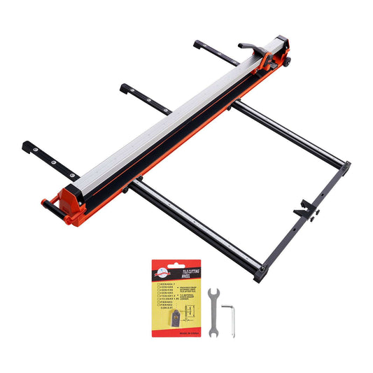63-Inch Manual Tile Cutter, Upgraded Rail and Sliding Head, Precision Alignment Guide, Tungsten Carbide Cutting Wheel, Support Legs with Swivel Wheels, for DIY Pros, Ceramic, Floor, Wall Tiles