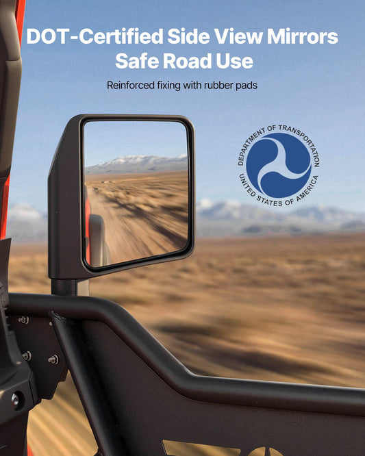 Jeep Tube Doors, 4-Door, Compatible with 2018-2026 Jeep Wrangler JL JLU & Gladiator JT 4XE, Steel Off Road Front & Rear Tubular Half Doors with DOT Certified Side View Mirrors