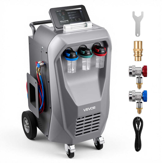 Fully Automatic Refrigerant Recovery Machine for R134a, ≥98.5% Accuracy, 10.1-Inch Touch Screen, AC Recovery, Vacuum, Recharging and Flushing for Standard & High Voltage Automotive A/C Systems
