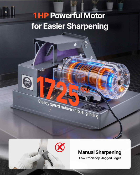 Lawn Mower Blade Sharpener, 1HP Lawnmower Blades Grinder with 9" Ceramic Grinding Wheel, Grit Collector & Balancer, 30°/40° Blade Sharpening Machine for High Lift, Low Lift, Gator & Flat Blades