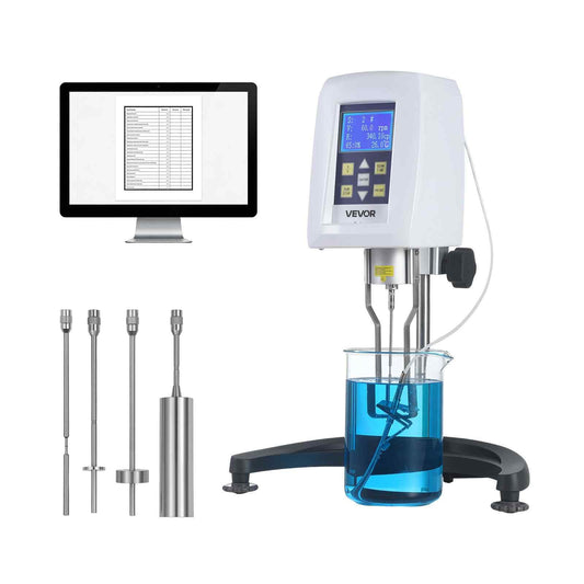 Digital Rotary Viscometer, 10-100,000 mPa.s(cP), ±2% Accuracy, 100-240V Digital Rotational Viscosity Meter with 4 Rotors and Temperature Probe, LCD Display, Lab Viscometer for Fluid Testing