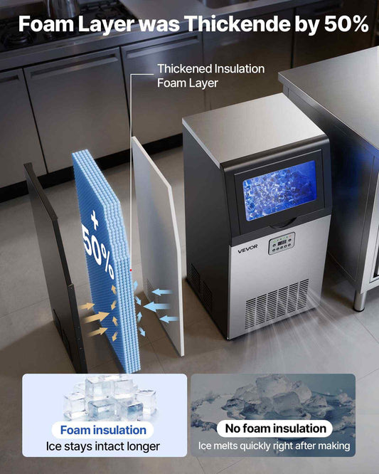 Commercial Ice Maker Machine, 100 lbs/24h with 30 lbs Storage Capacity, Built-in/Freestanding/Under Counter, Stainless Steel Ice Maker with LED Display & Self-Cleaning, for Home Bar Restaurant